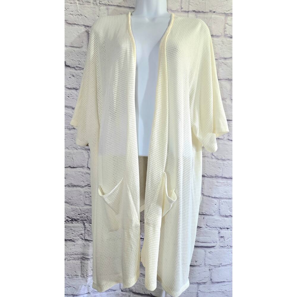 Mod Lusive Cream Knit Open Front Cardigan 1X Plus Lightweight